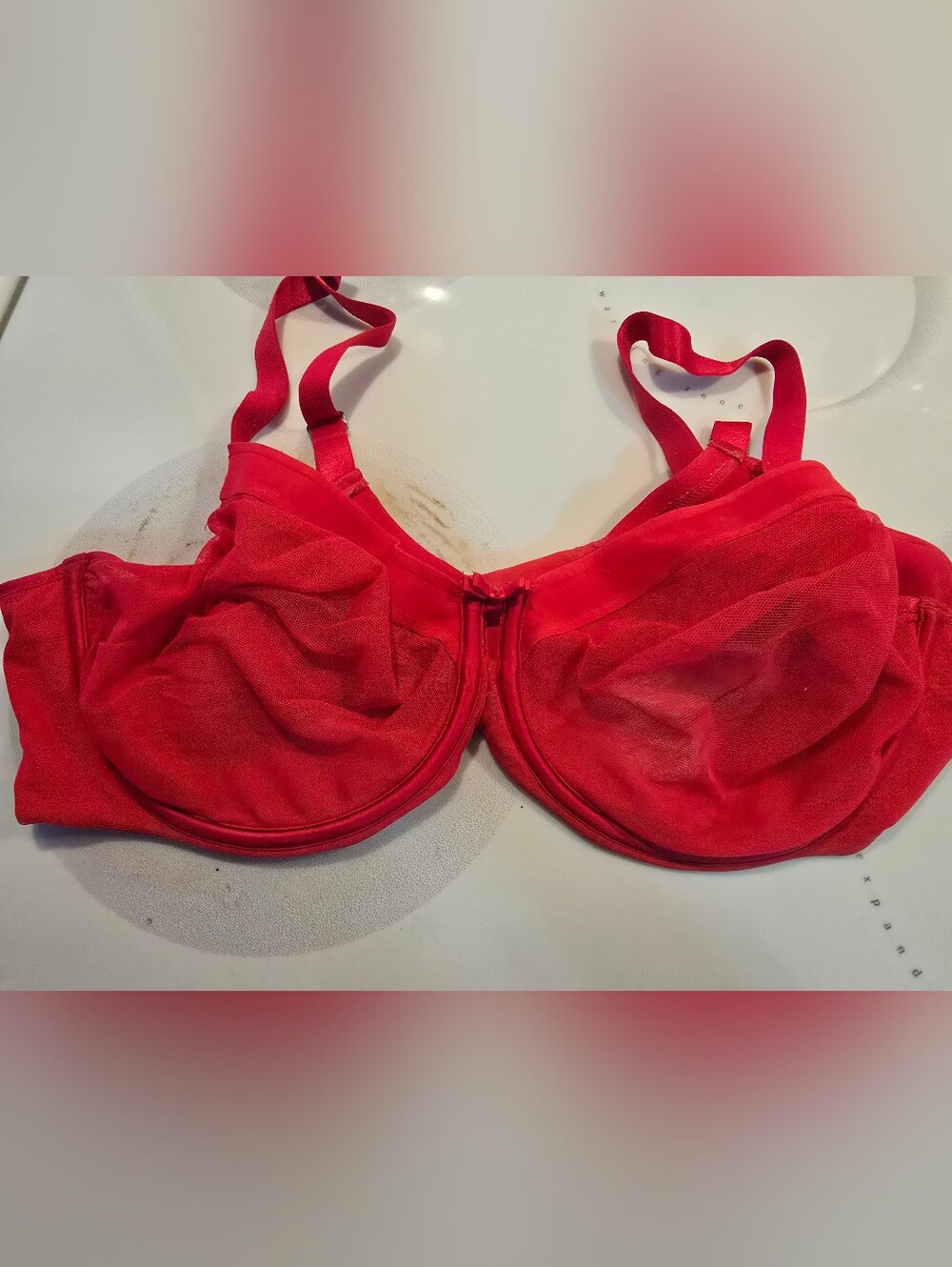 Curvy Couture Women's Size 36DD Red Sheer Mesh Underwire Bra!